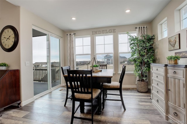 dining room with light hardwood / wood-style flooring