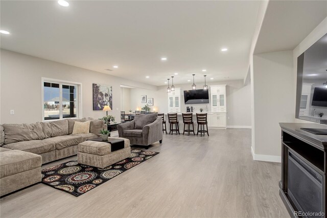 living room with light wood-type flooring