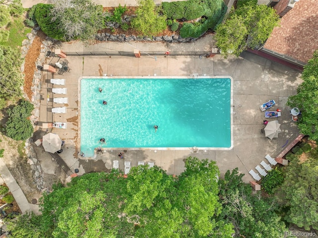 2021 S Hannibal Way Unit F, Aurora, CO 80013 - drone / aerial view of a pool area
