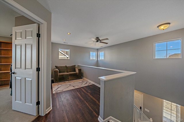 hallway with dark wood-type flooring