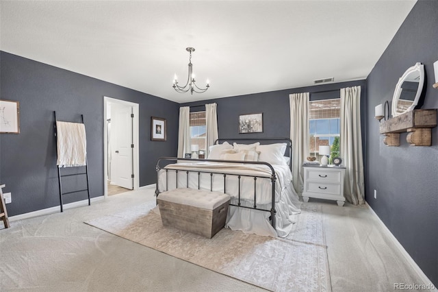 3535 Raintree Ln, Dacono, CO 80514 - carpeted bedroom featuring a chandelier and multiple windows