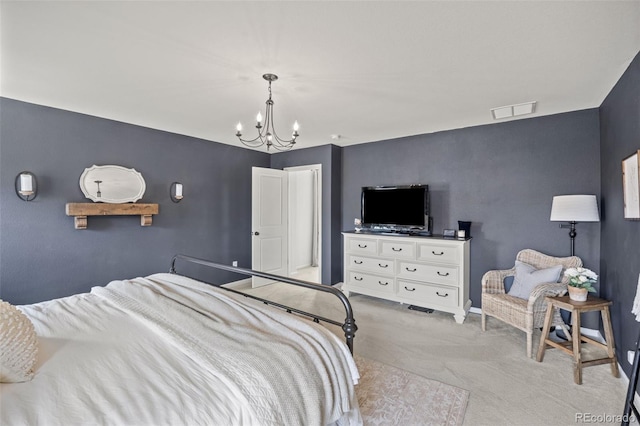 3535 Raintree Ln, Dacono, CO 80514 - bedroom featuring a chandelier and light colored carpet