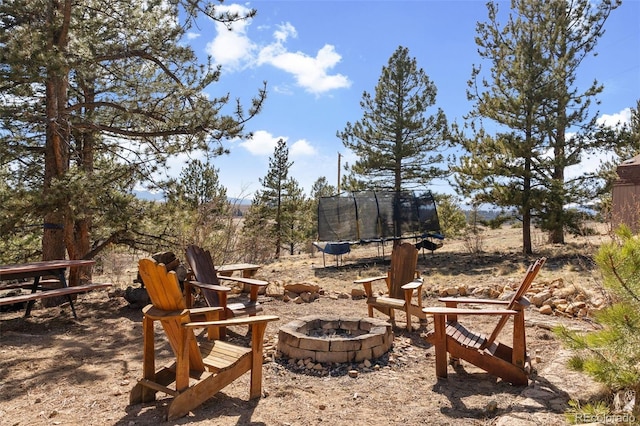 96 County Road 7, Fairplay, CO 80440 - view of yard with a trampoline and a fire pit