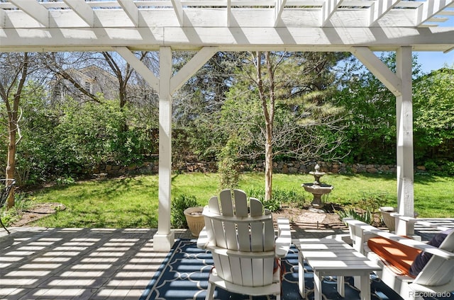view of patio / terrace featuring a pergola