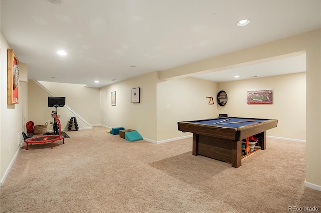 2964 S Akron St, Denver, CO 80231 - recreation room featuring carpet, billiards table, recessed lighting, and baseboards