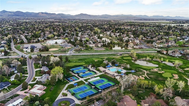 18 Club Ln, Littleton, CO 80123 - birds eye view of property featuring a water and mountain view, view of golf course, and a residential view