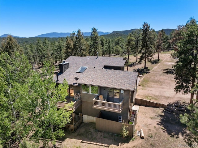 bird's eye view with a mountain view