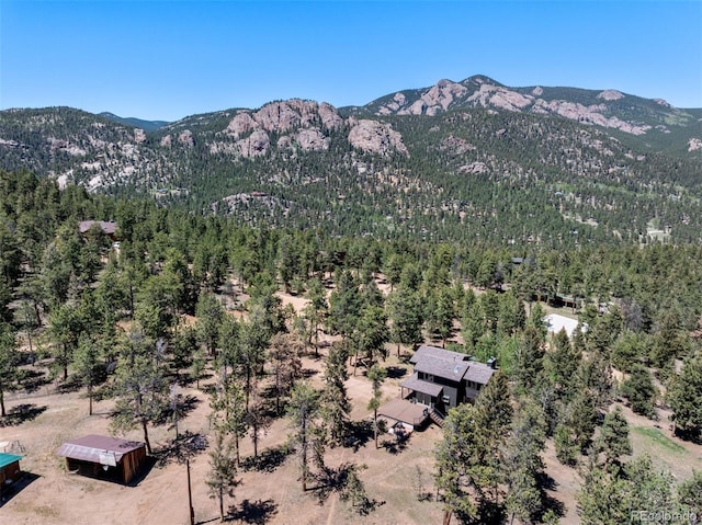 aerial view with a mountain view