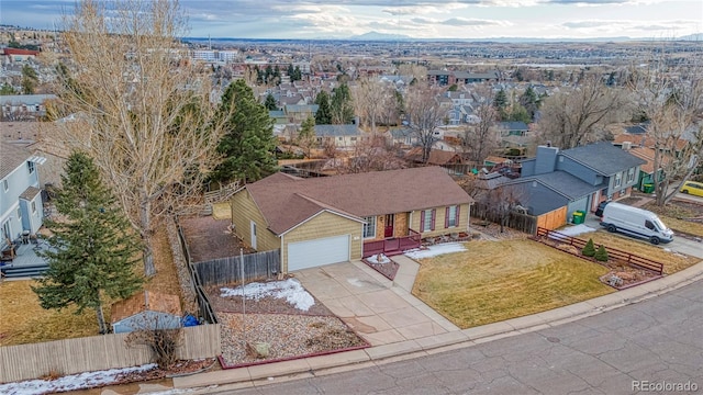 aerial view featuring a residential view