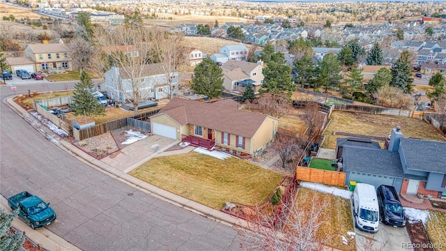 bird's eye view with a residential view