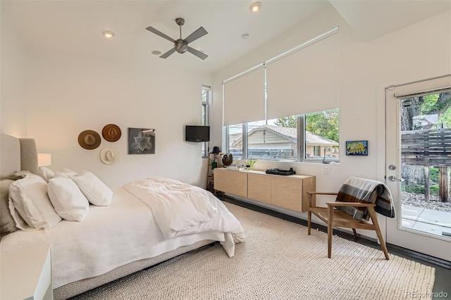 3850 Vallejo St, Denver, CO 80211 - bedroom featuring access to exterior, recessed lighting, and ceiling fan