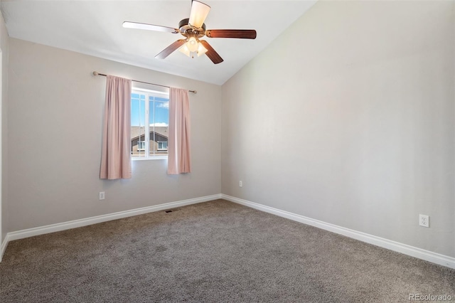 1510 York Rd Unit 100, Colorado Springs, CO 80918 - unfurnished room featuring carpet flooring, ceiling fan, baseboards, and vaulted ceiling