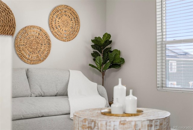 living room featuring a wealth of natural light