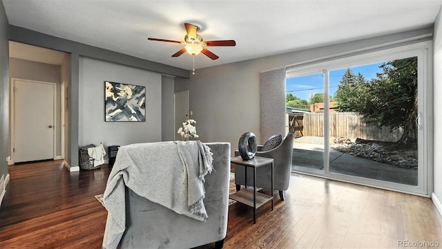 2829 Illinois Ave, Colorado Springs, CO 80907 - living area featuring ceiling fan and wood finished floors