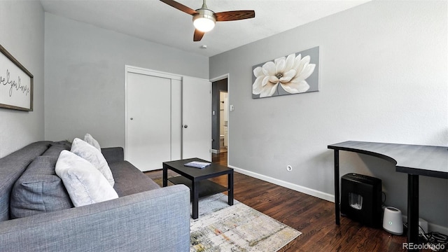 2829 Illinois Ave, Colorado Springs, CO 80907 - living area featuring a ceiling fan and wood finished floors