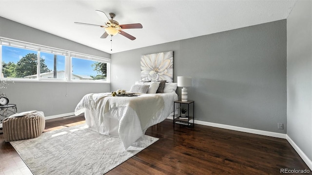 2829 Illinois Ave, Colorado Springs, CO 80907 - bedroom featuring lofted ceiling, wood finished floors, and a ceiling fan