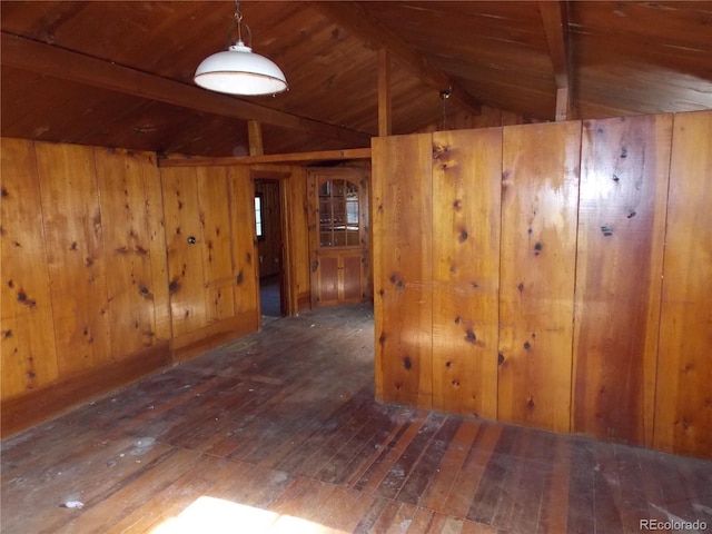 222 S Fairview St, Woodland Park, CO 80863 - unfurnished room featuring hardwood / wood-style floors, wood walls, and wooden ceiling