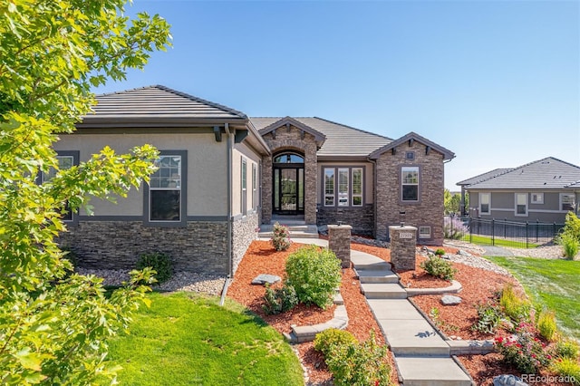 view of front of house with a front lawn