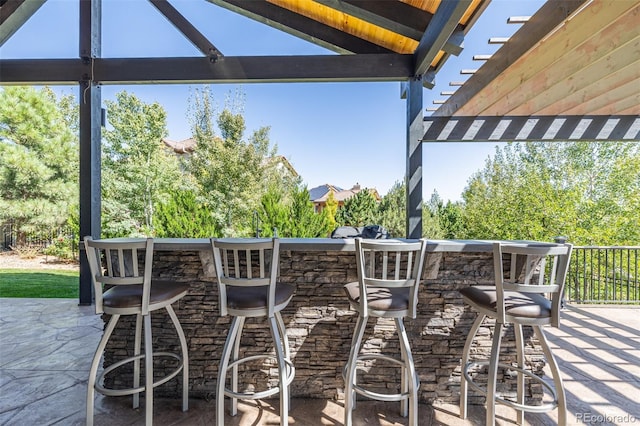 view of patio / terrace with a bar