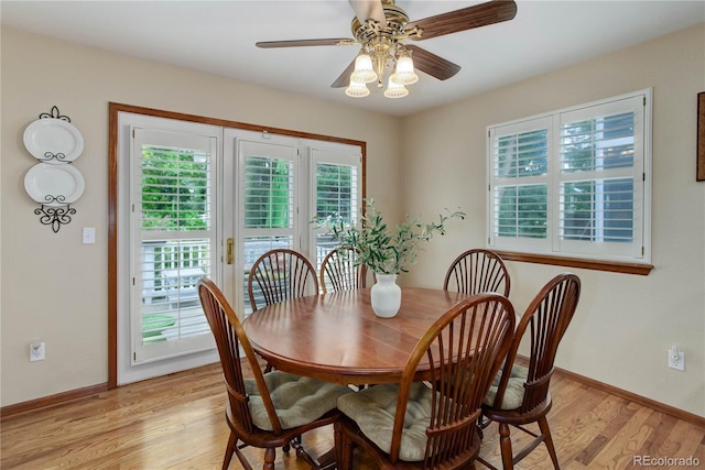10032 Astoria Ct, Lone Tree, CO 80124 - dining space featuring light wood-style floors and a ceiling fan