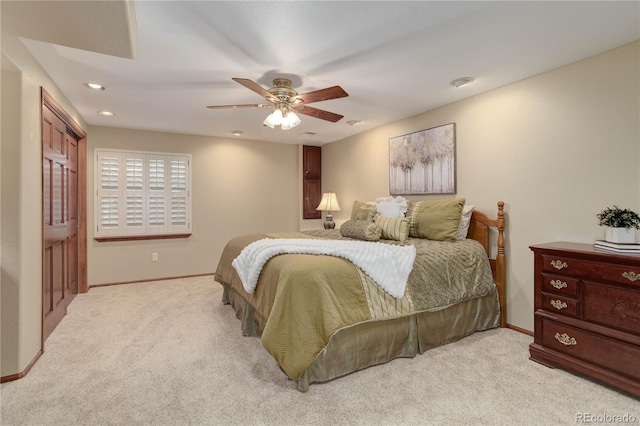 10032 Astoria Ct, Lone Tree, CO 80124 - bedroom featuring light carpet, ceiling fan, and recessed lighting