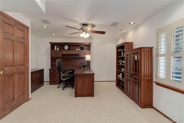 10032 Astoria Ct, Lone Tree, CO 80124 - carpeted office space with ceiling fan and recessed lighting