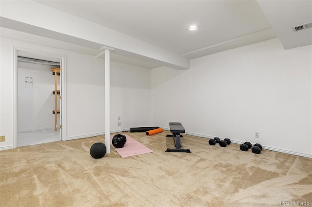 2650 S Vaughn Way Unit B, Aurora, CO 80014 - exercise area with carpet floors, baseboards, and recessed lighting