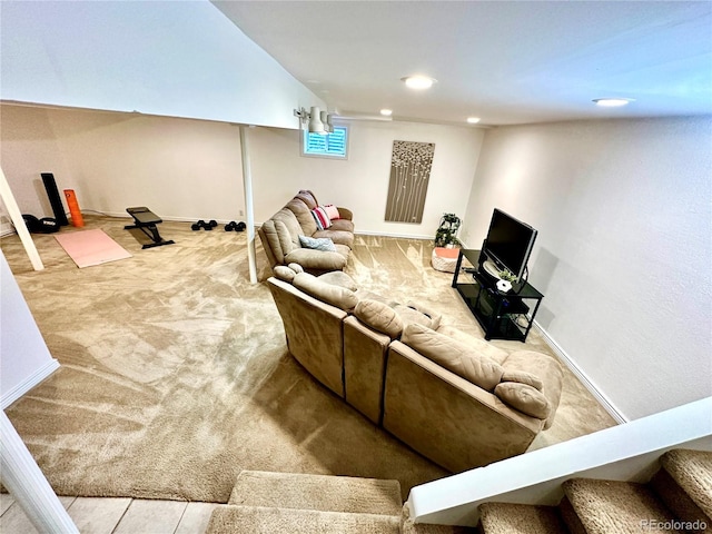 2650 S Vaughn Way Unit B, Aurora, CO 80014 - carpeted living area featuring recessed lighting and baseboards