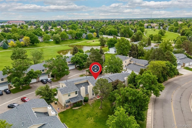 2650 S Vaughn Way Unit B, Aurora, CO 80014 - aerial perspective of suburban area featuring a nearby body of water and a tree filled landscape