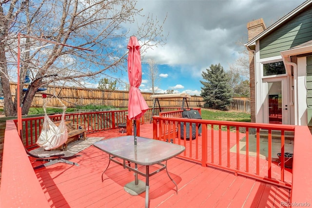 10059 Granite Hill Dr, Parker, CO 80134 - deck featuring a fenced backyard and area for grilling