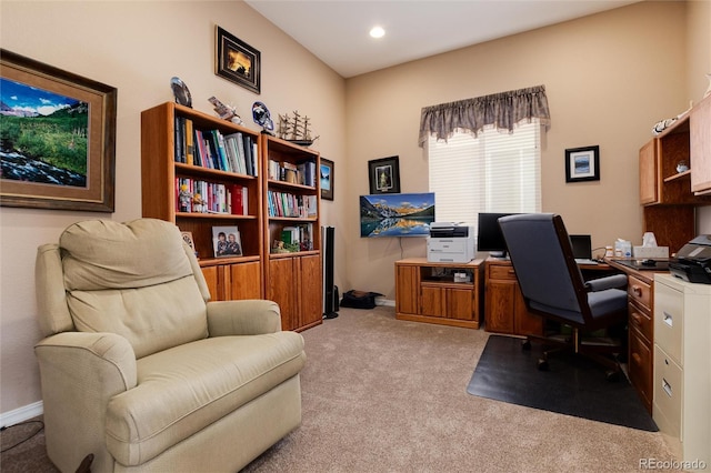 view of carpeted office space