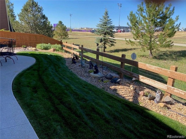 view of yard featuring a rural view