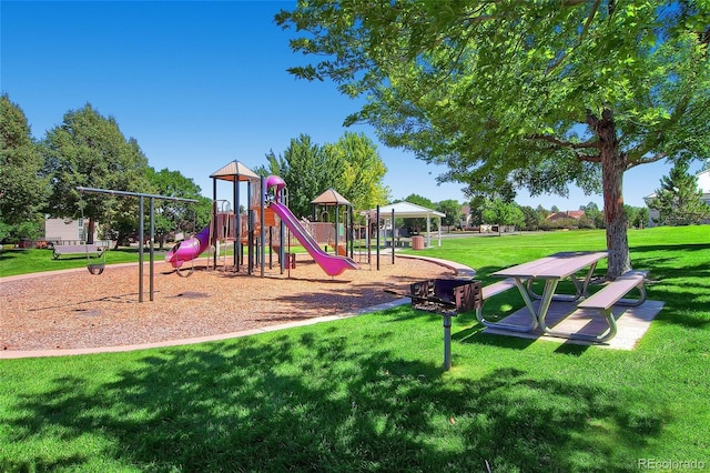 view of play area featuring a yard