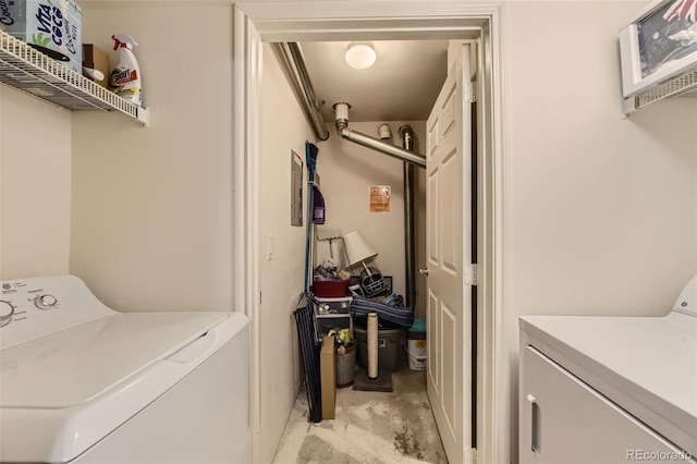 laundry area with electric panel and independent washer and dryer