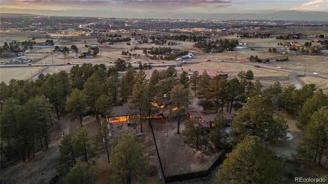 view of aerial view at dusk