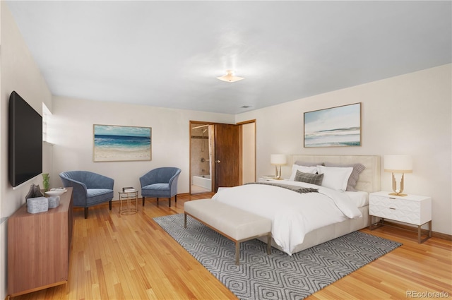 bedroom with light wood-type flooring