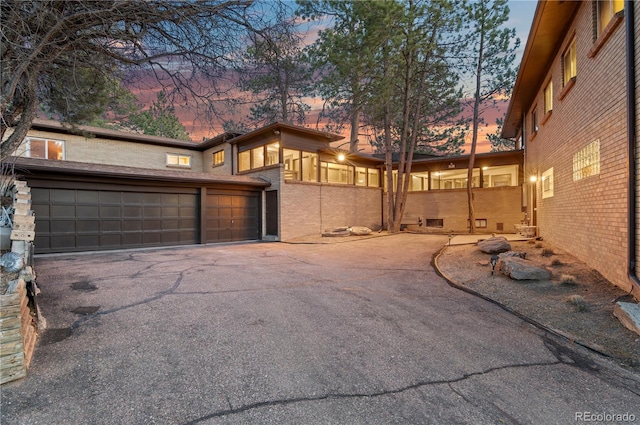 exterior space featuring a garage