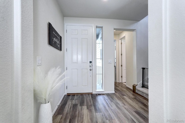 foyer entrance with wood-type flooring