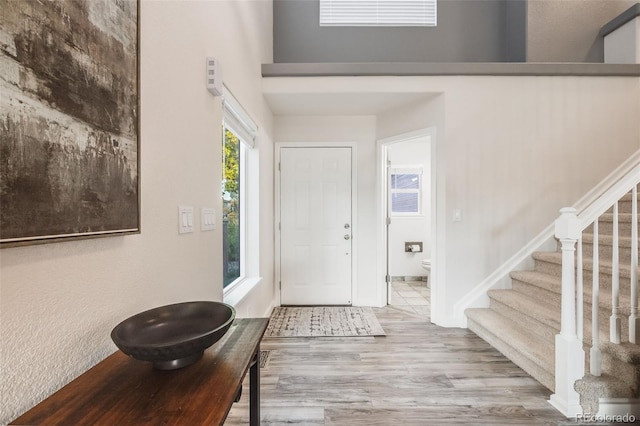 foyer entrance featuring light hardwood / wood-style floors