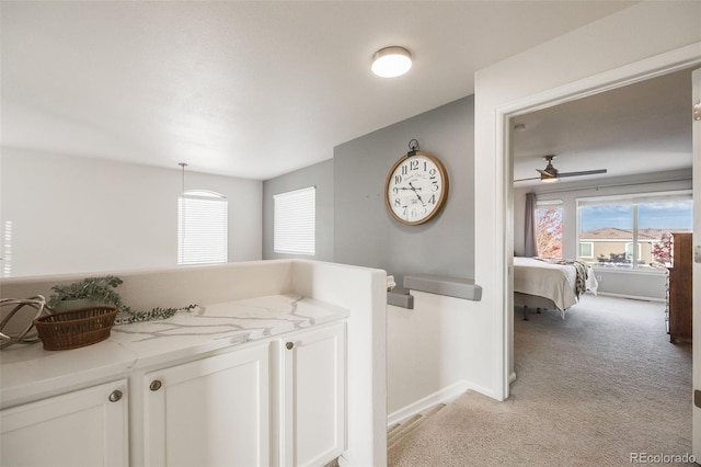 bathroom with ceiling fan