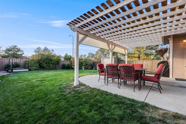 view of patio / terrace featuring a pergola