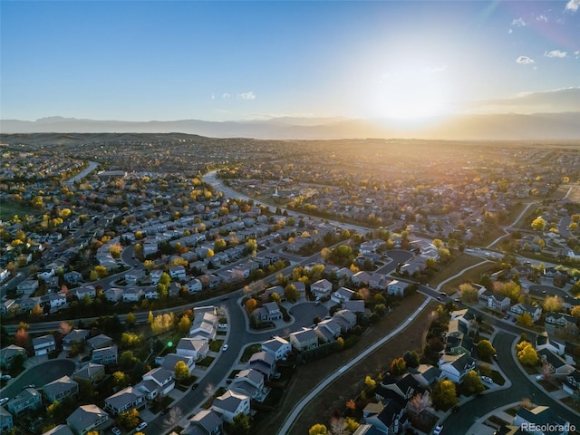 view of aerial view at dusk