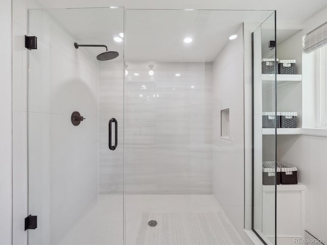 11569 W 27th Ave, Lakewood, CO 80215 - bathroom featuring a stall shower and recessed lighting
