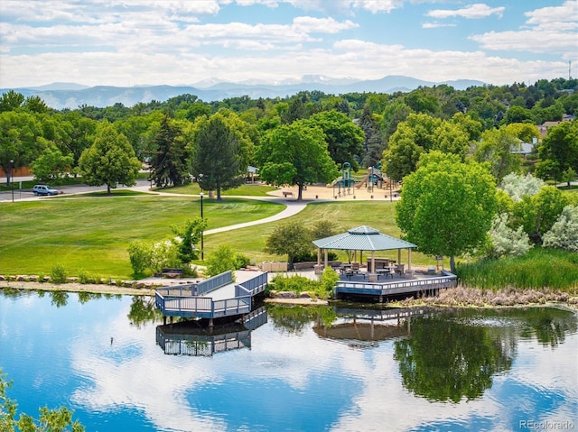 5451 W 73rd Ave, Westminster, CO 80003 - water view with a gazebo and a mountain backdrop
