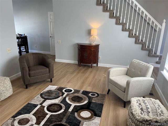 living room with light wood-type flooring