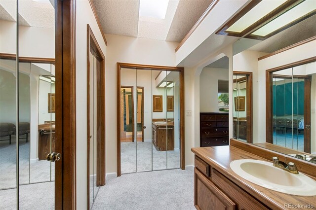 7226 S Eagles Nest Cir, Littleton, CO 80127 - bathroom with vanity and a textured ceiling