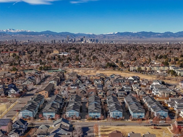 aerial view with a mountain view