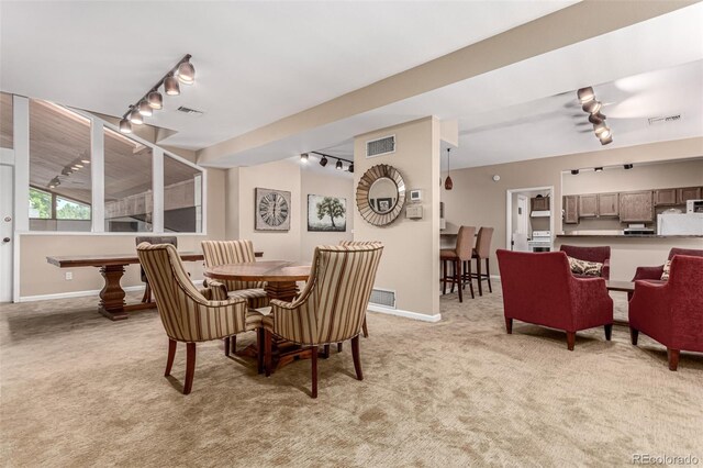 2301 E Fremont Ave Unit W08, Centennial, CO 80122 - dining room with track lighting and light colored carpet