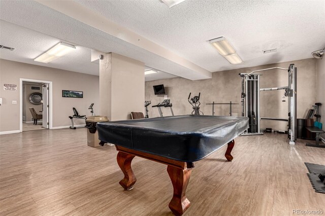 2301 E Fremont Ave Unit W08, Centennial, CO 80122 - rec room featuring a textured ceiling, light wood-style floors, and pool table