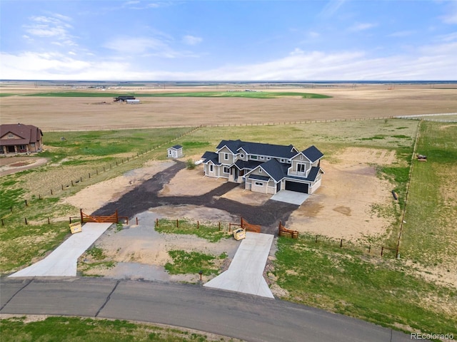 aerial view featuring a rural view